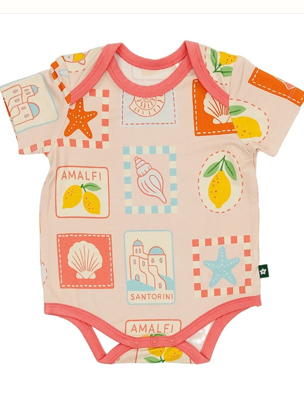 Larkspur Short Sleeve Bamboo Bodysuit in Amalfi Coast, 0-3 Months